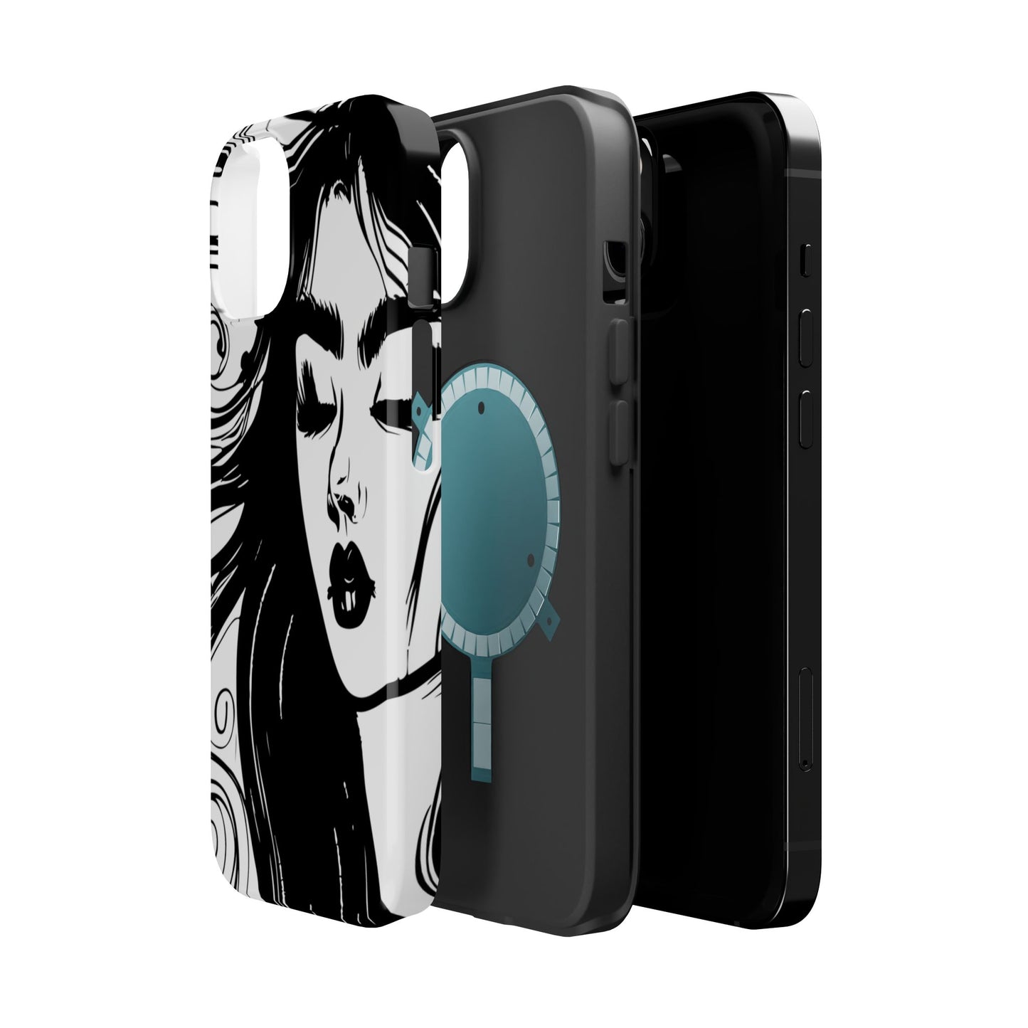 Artistic Black & White Portrait Phone Case — Magnetic Impact-Resistant
