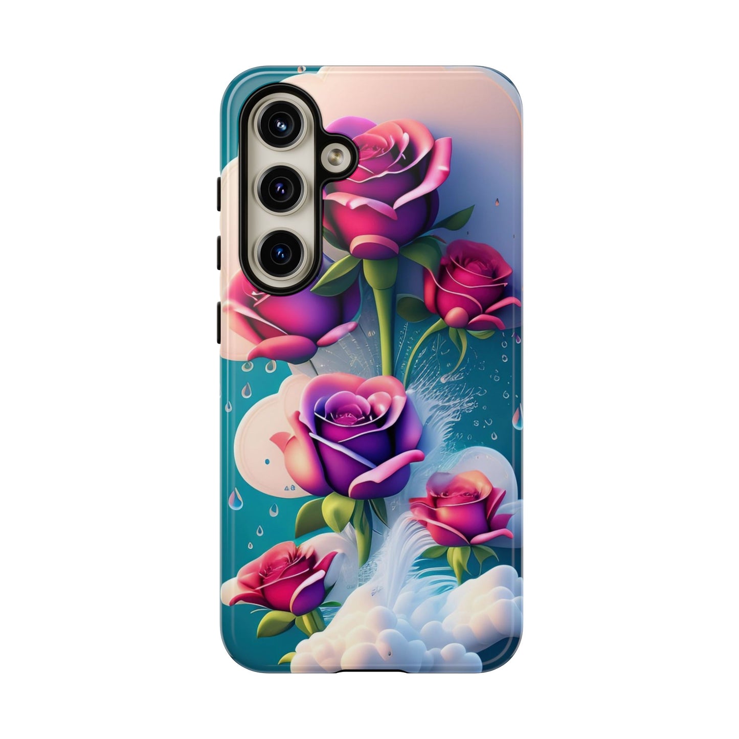 Floral Dream Tough Phone Case — Rose Bouquet Clouds Design