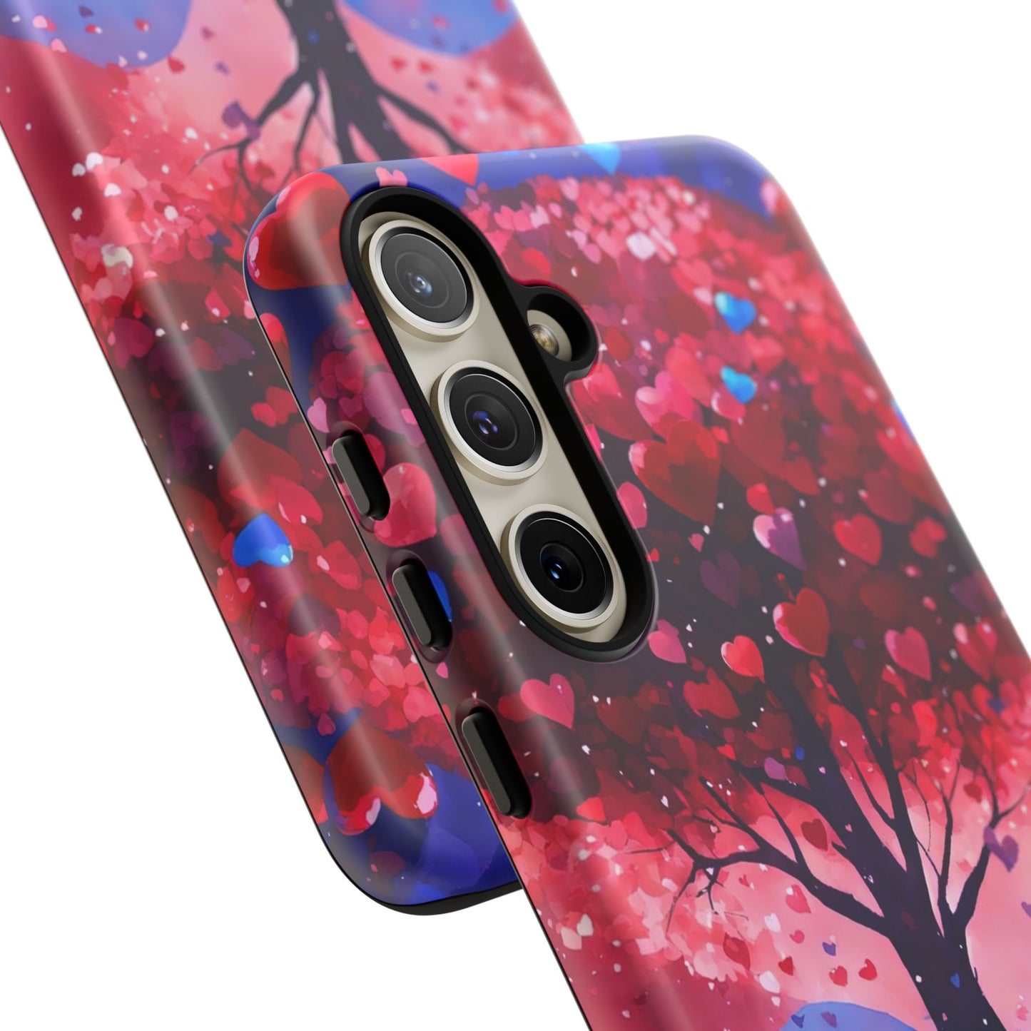 Heart Tree Phone Case — Romantic Red & Blue Protective Tough Case