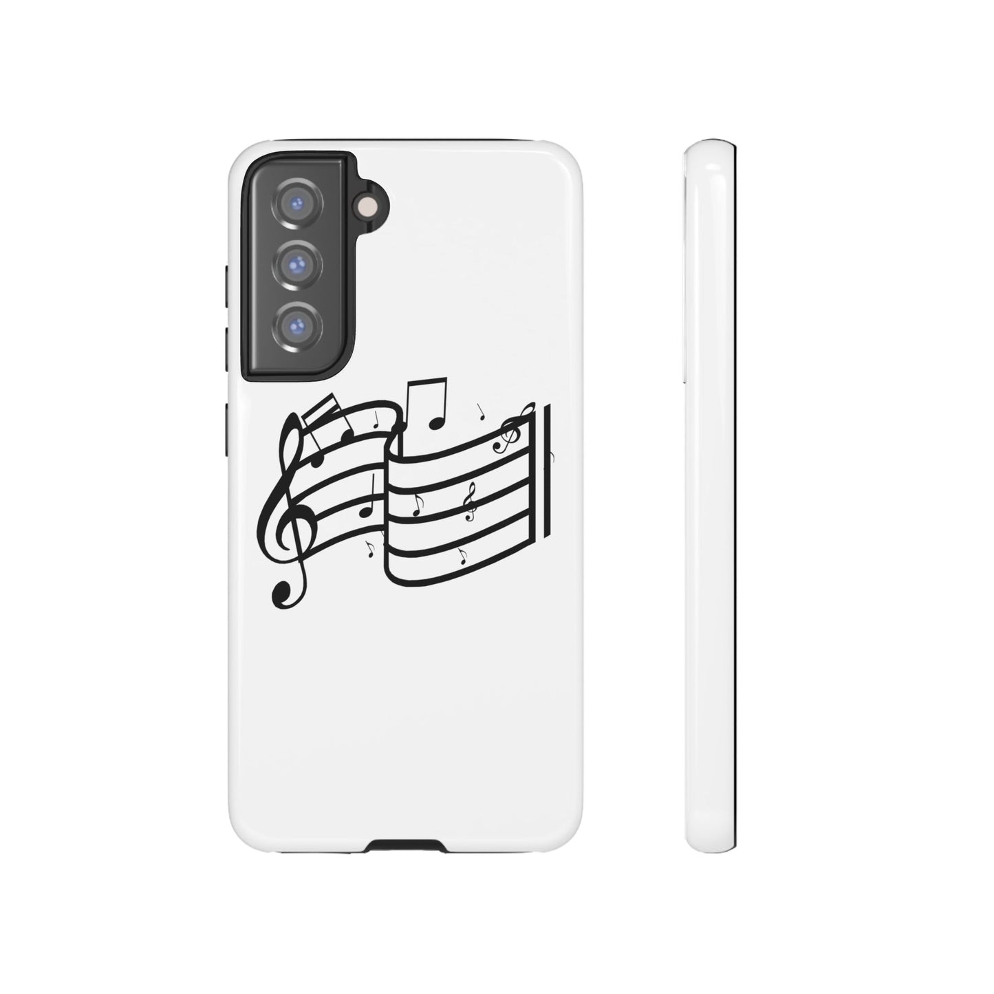 Musical Notes Phone Case — Black Treble Clef Music Staff Tough Case