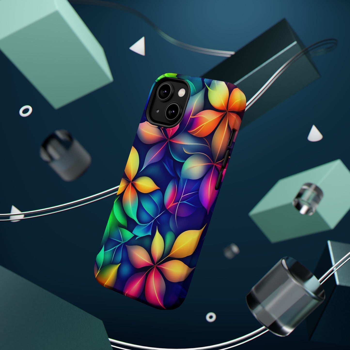 Floral Prism Magnetic Impact-Resistant Phone Case — Colorful Gradient Petal Design