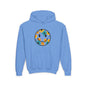 Youth Floral Hoodie – Orange & Teal Flower Circle Design