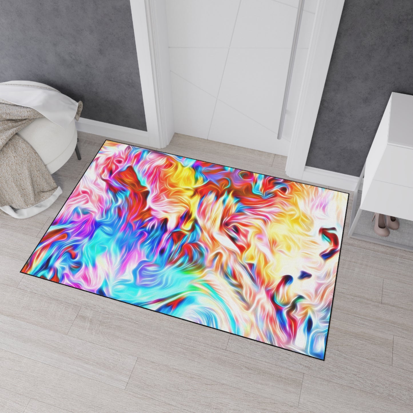Abstract Swirl Heavy-Duty Floor Mat — Vibrant Colorful Entryway Rug