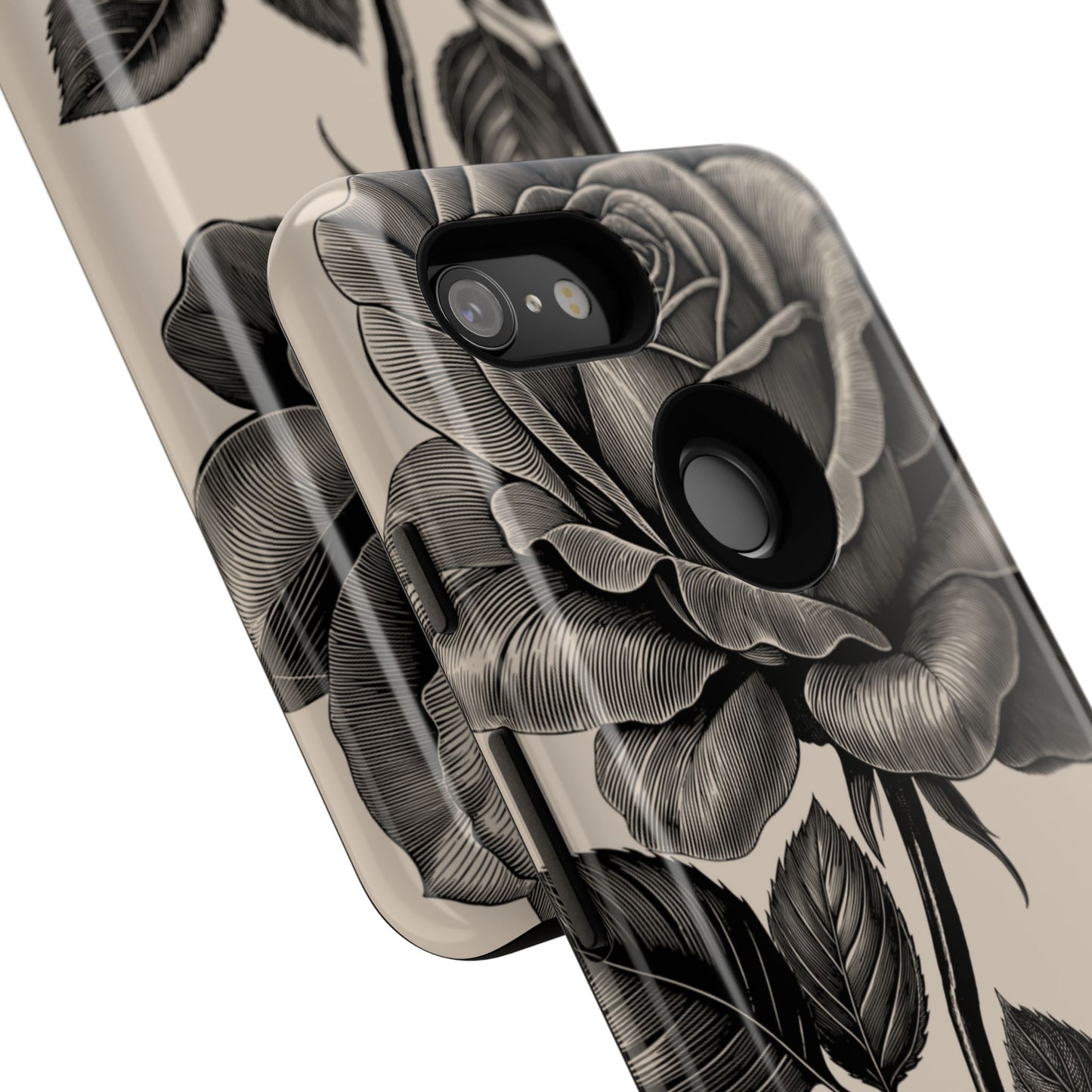Black Rose Phone Case, Tough Cases with Floral Design, Elegant Tech Accessory, Gift for Flower Lovers, Stylish Protection