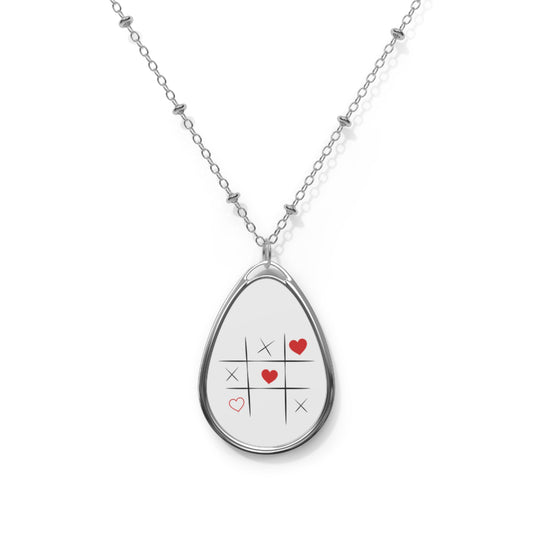 Heart and XOXO Oval Necklace, Modern Jewelry, Gift for Her, Valentine's Day, Everyday Wear, Cute Accessory, Love Symbol Pendant