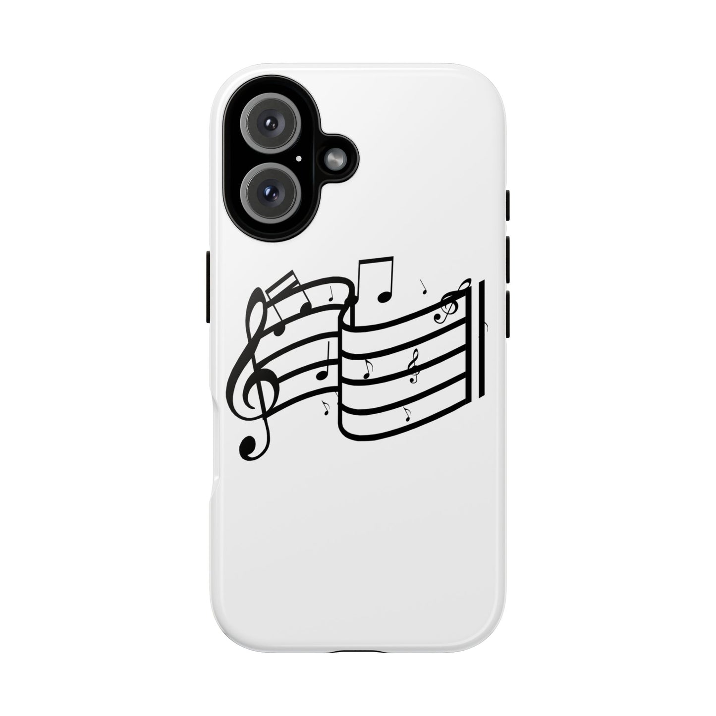 Musical Notes Phone Case — Black Treble Clef Music Staff Tough Case