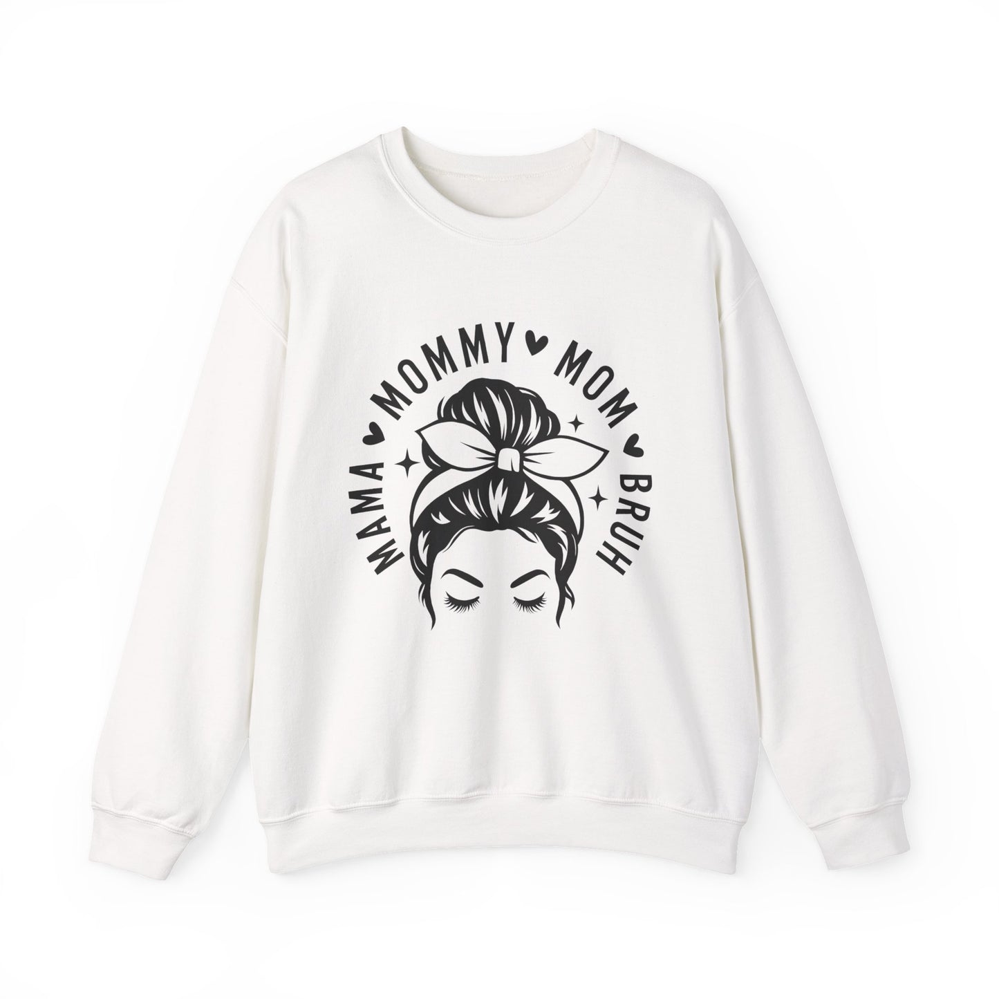 Mommy Mom Momma Crewneck Sweatshirt — Messy Bun Mom Graphic Pullover