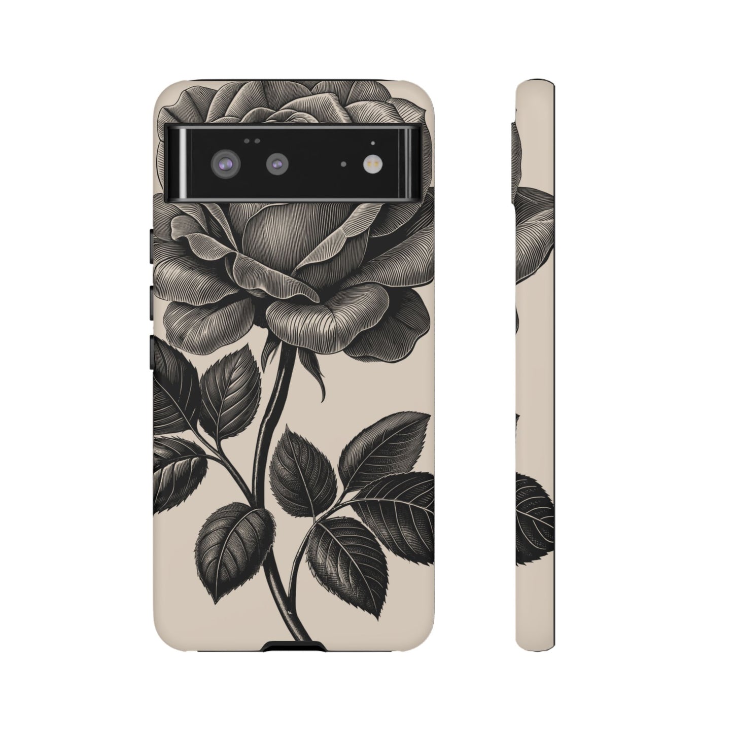 Black Rose Phone Case, Tough Cases with Floral Design, Elegant Tech Accessory, Gift for Flower Lovers, Stylish Protection