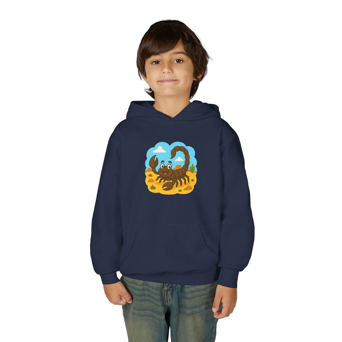 Smiling Scorpion Youth Hoodie | Desert Cartoon Scorpion Kids Sweatshirt