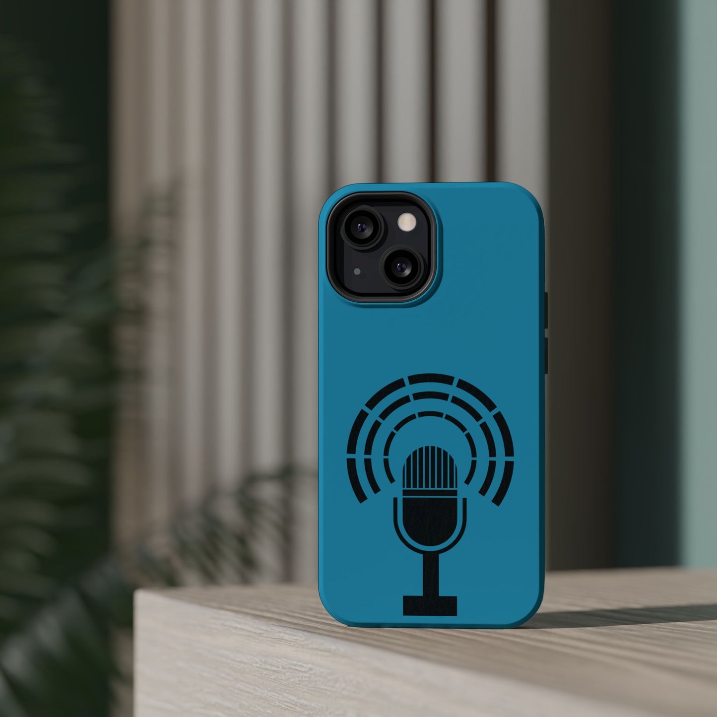 Phone Case — Retro Microphone Podcast Design, Magnetic Impact-Resistant