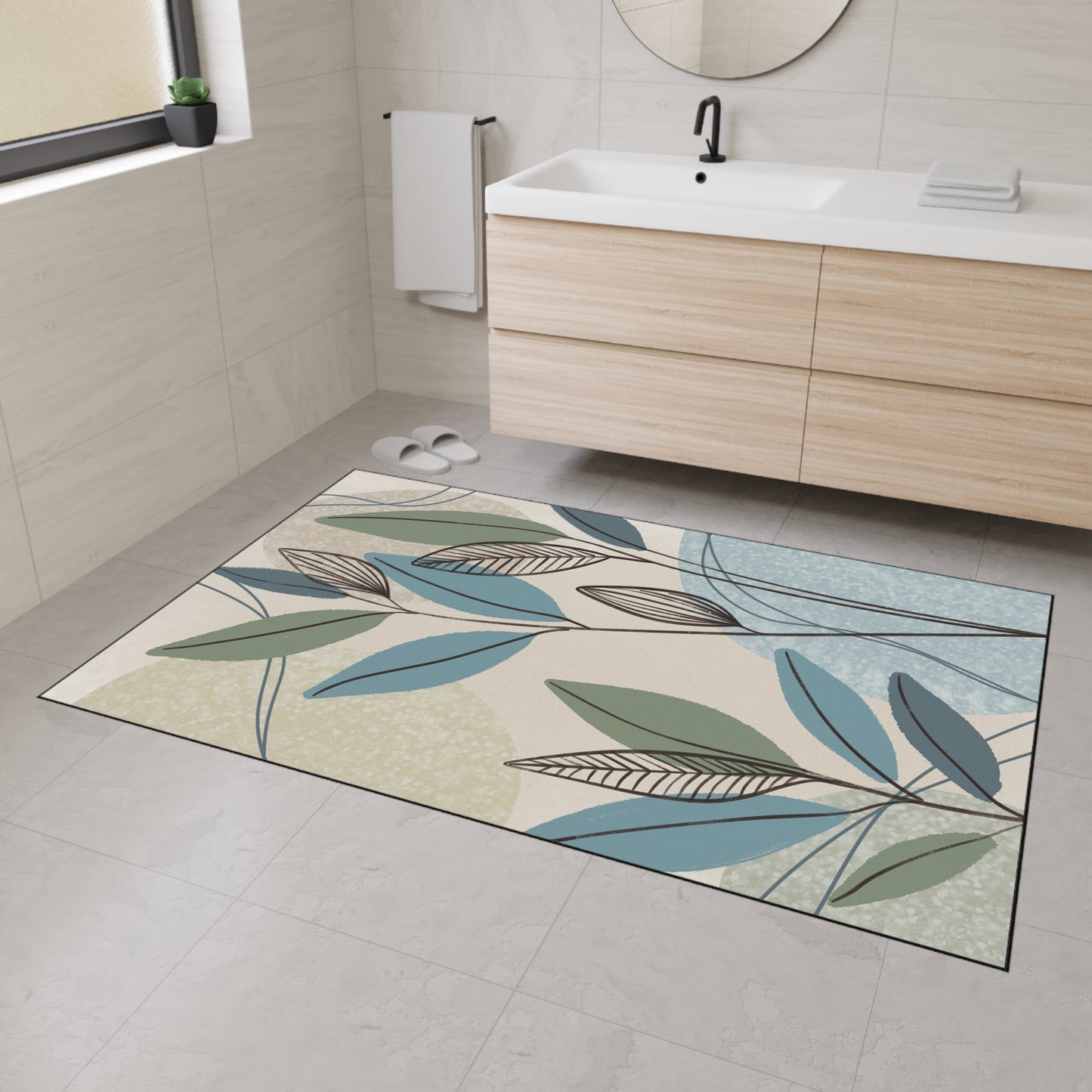 Leaf Pattern Heavy-Duty Floor Mat — Durable Indoor Entry Rug for Kitchen & Mudroom