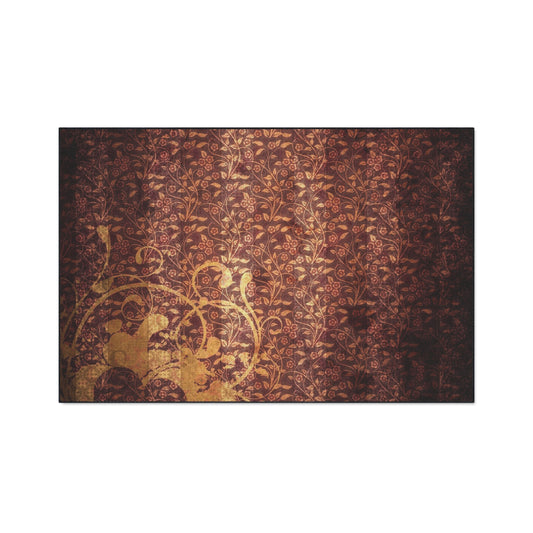 Vintage Ornate Heavy-Duty Floor Mat — Rustic Brown Floral Entry Rug