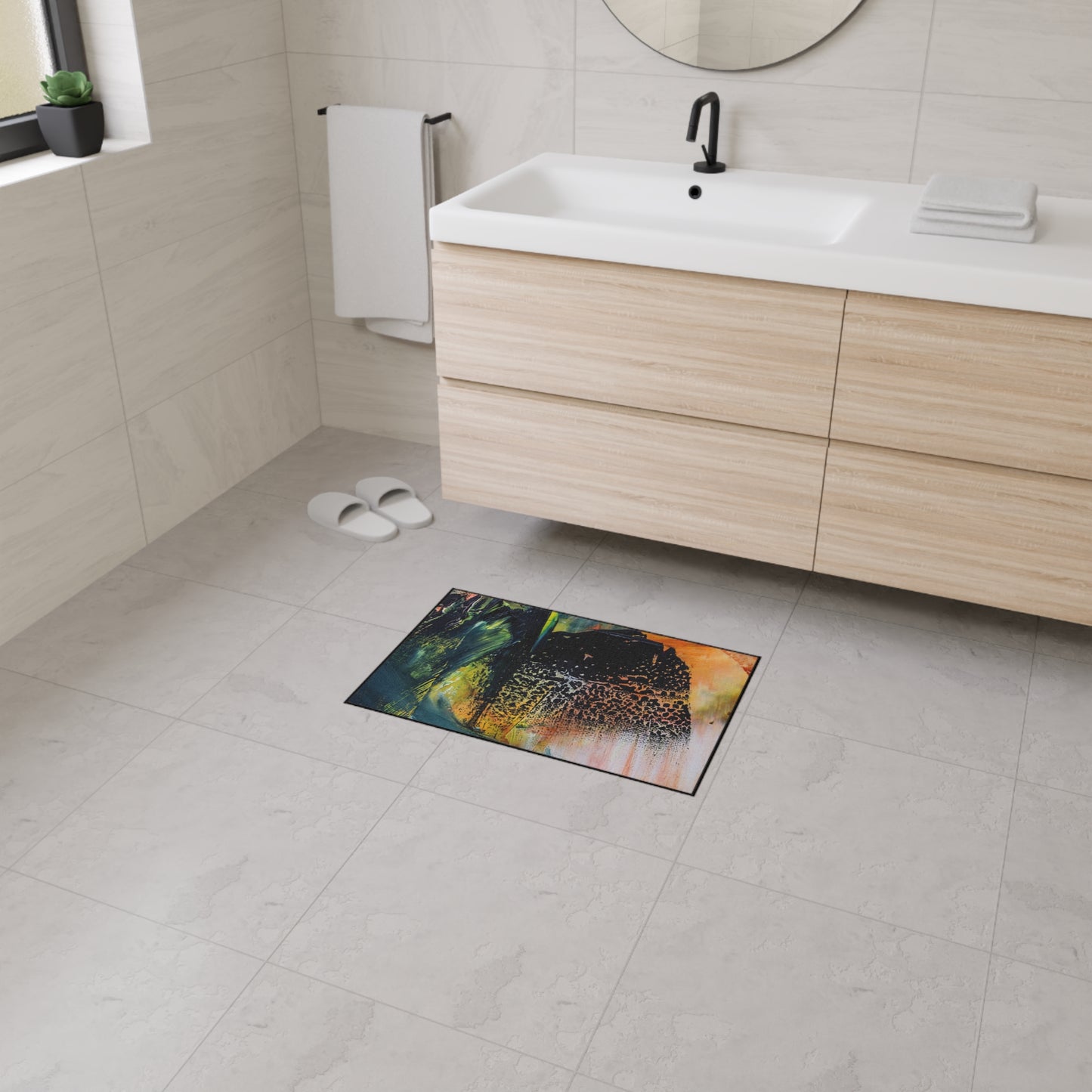 Abstract Art Heavy-Duty Floor Mat — Vibrant Brushstroke Entry Rug