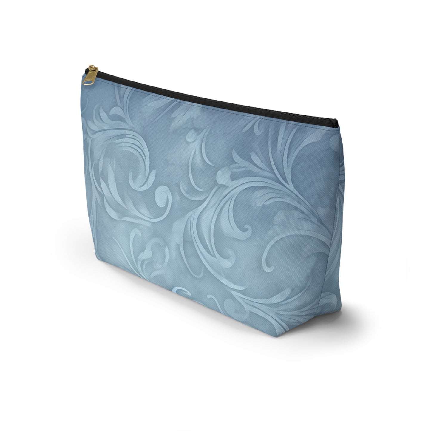 Blue Floral Swirl Accessory Pouch — T-Bottom Makeup & Travel Zip Bag