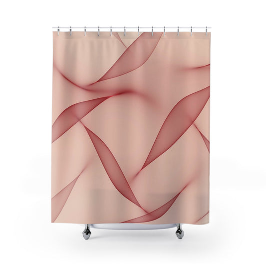 Blush Wave Shower Curtain — Soft Pink Abstract Bathroom Decor