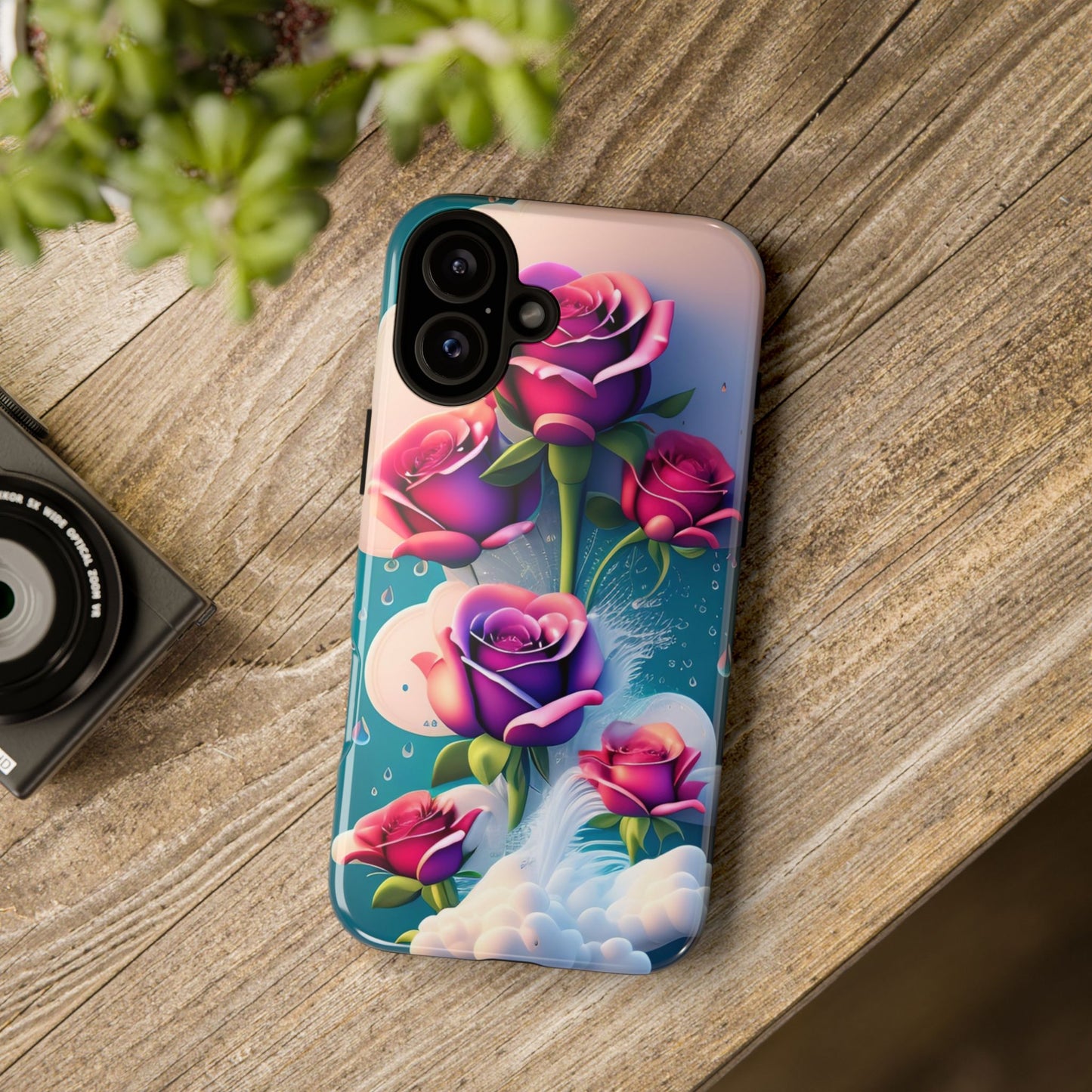 Floral Dream Tough Phone Case — Rose Bouquet Clouds Design