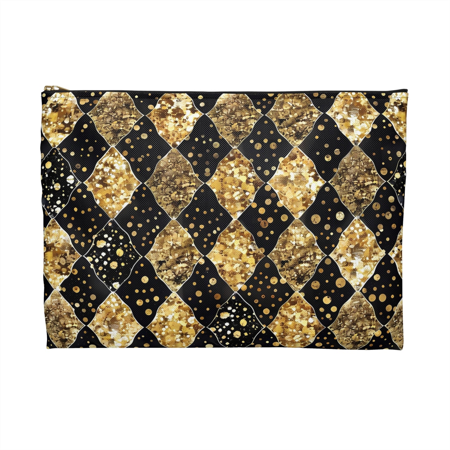 Glamorous Gold and Black Accessory Pouch, Makeup Bag