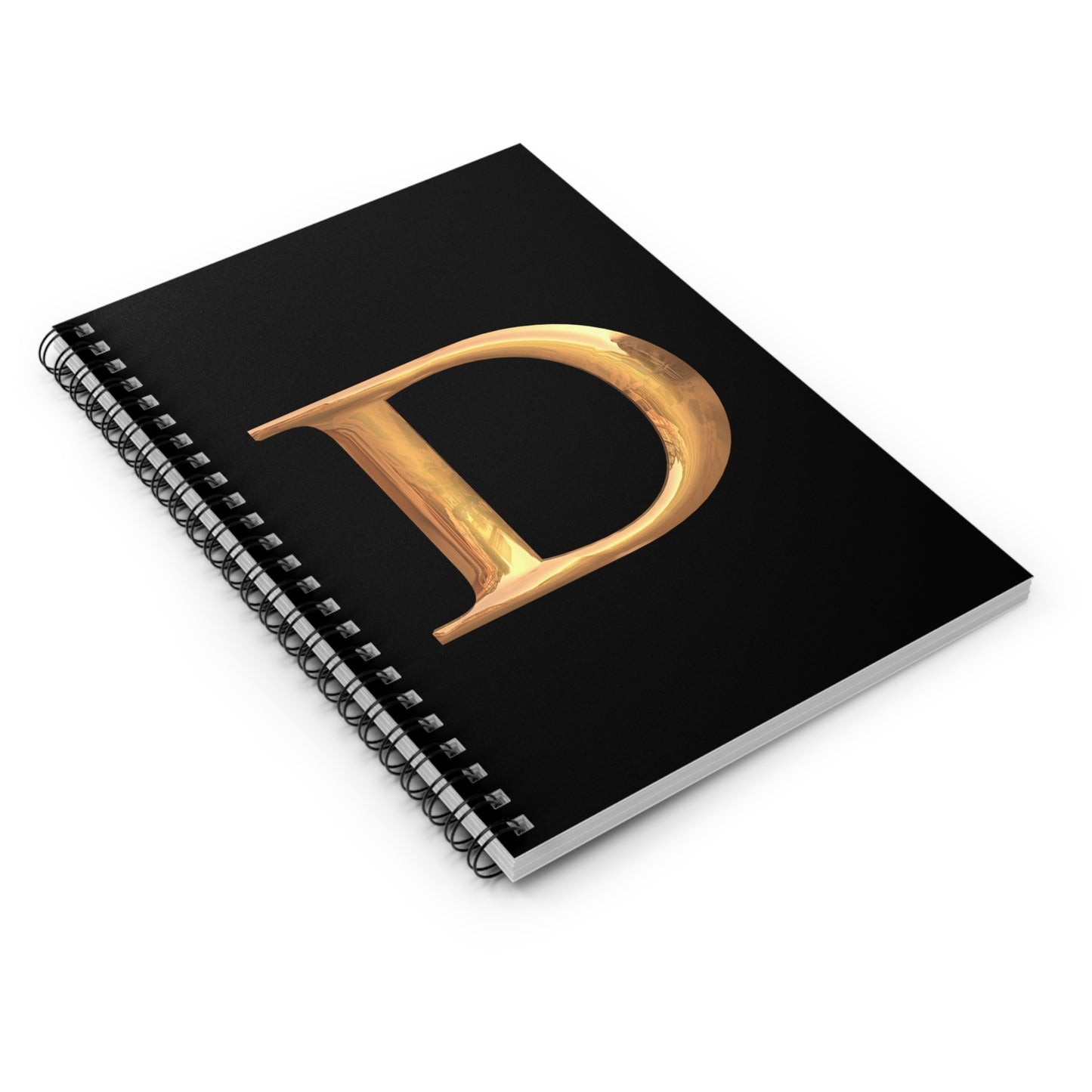 Gold Letter D Spiral Notebook, Personalized Journal, Stylish Stationery, School Supplies, Gift for Writers, Elegant Design