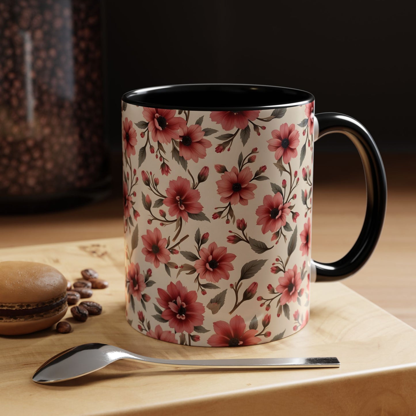 Floral Accent Coffee Mug, Cute Gift for Her, Coffee Lover's Mug, Mother's Day Gift, Housewarming Tea Mug