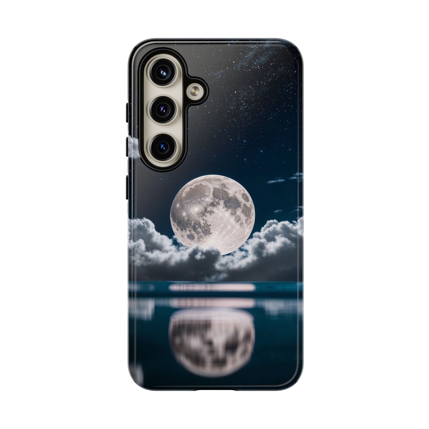 Moonlit Reflection Phone Case — Night Sky Moon & Clouds Tough Case
