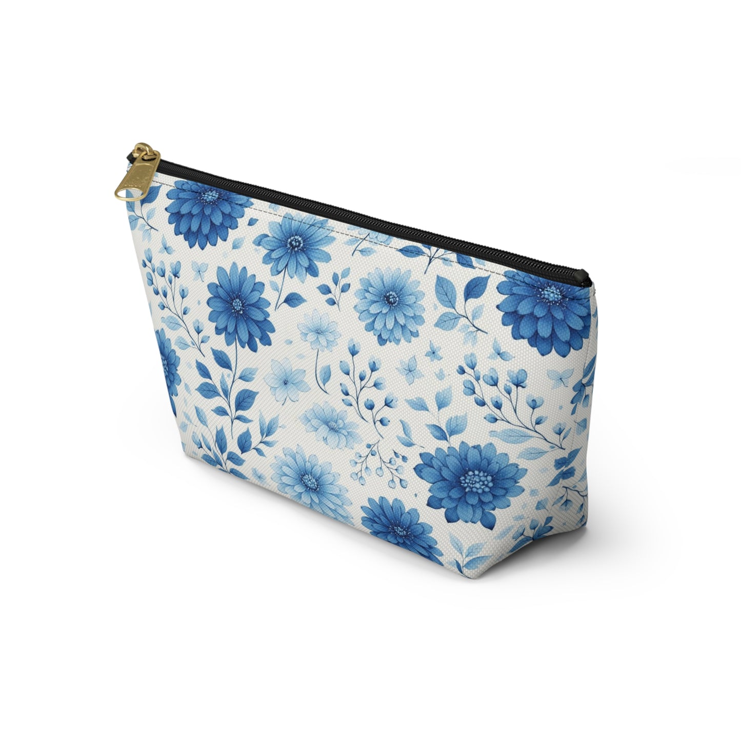Blue Floral Accessory Pouch — T‑Bottom Makeup & Travel Bag