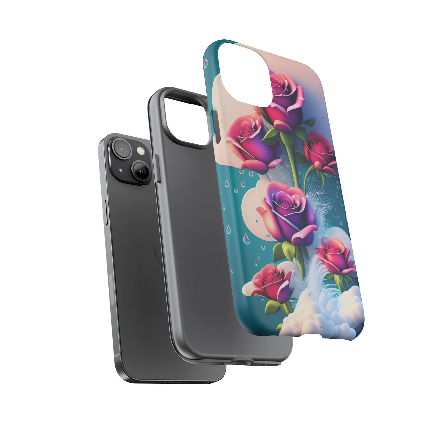 Floral Dream Tough Phone Case — Rose Bouquet Clouds Design