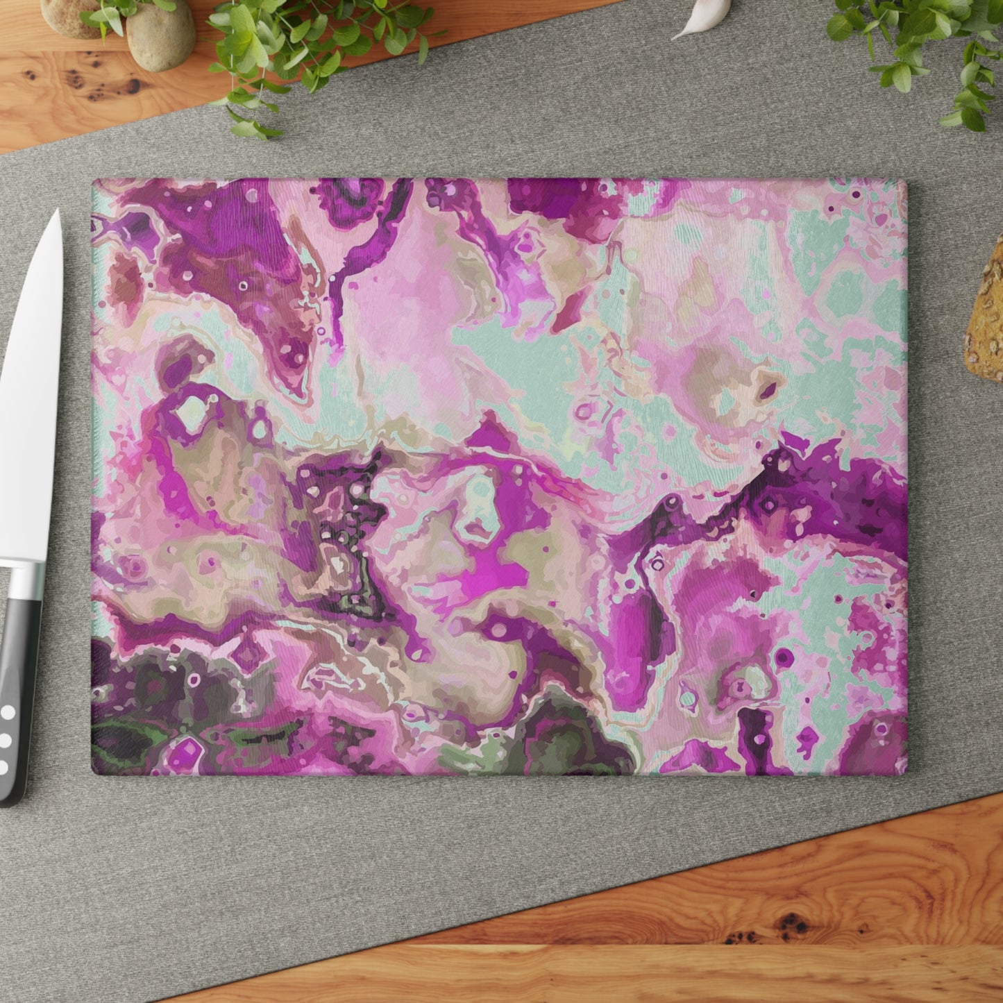 Artistic Glass Cutting Board, Pink Marble Kitchen Decor, Unique Gift for Chefs, Elegant Homeware, Bridal Shower Present, Modern [...]