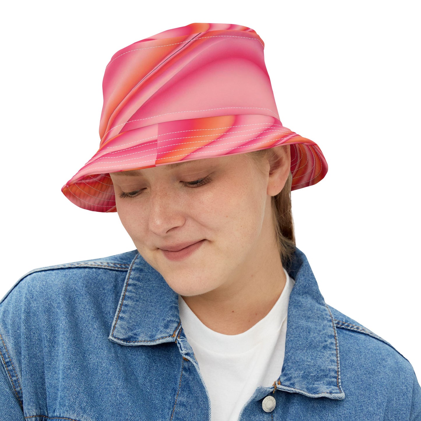 Pink Swirl Bucket Hat — Vibrant Retro Summer Sun Hat