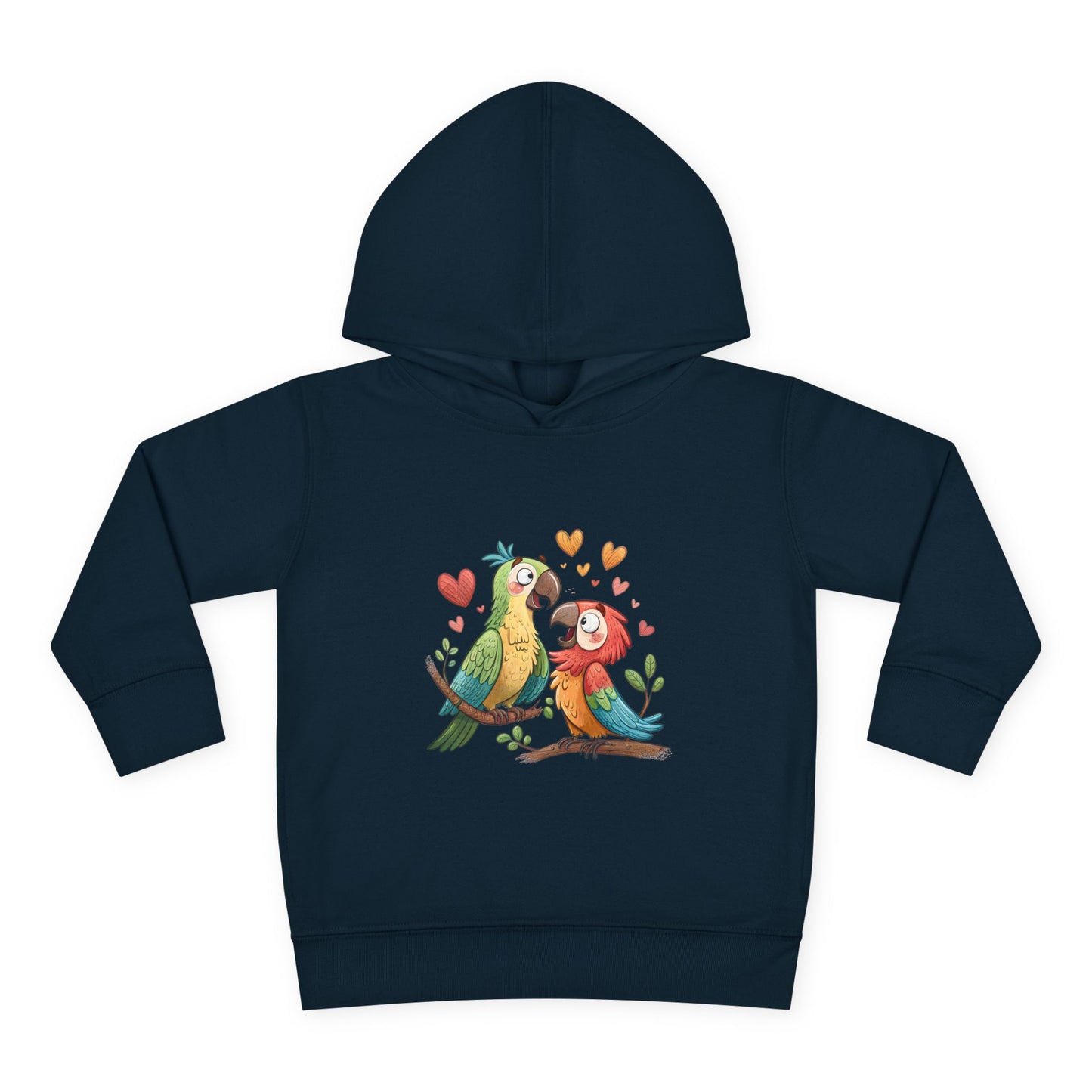 Toddler Hoodie — Cute Parrot Love Pullover (Heart Bird Kids Sweatshirt)