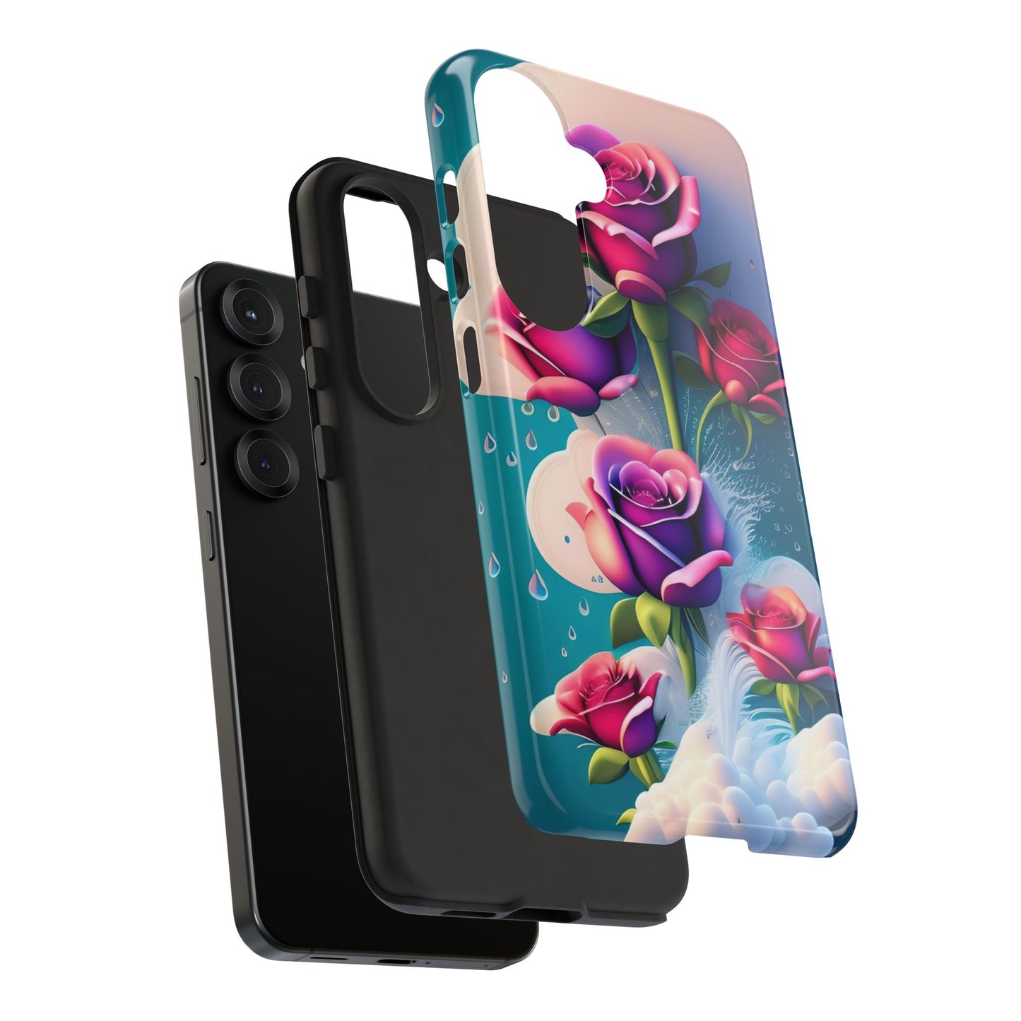 Floral Dream Tough Phone Case — Rose Bouquet Clouds Design