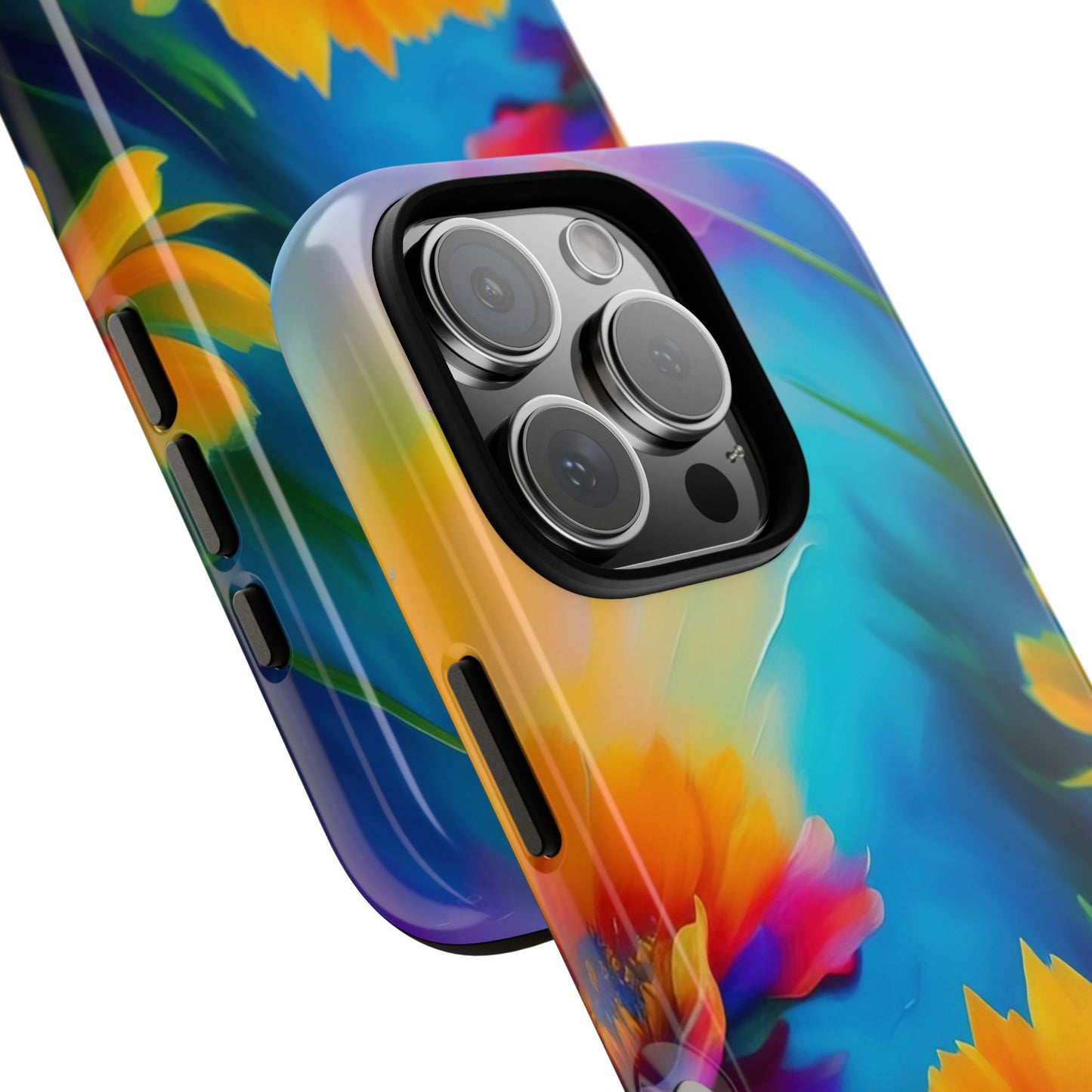 Floral Burst Tough Phone Case — Vibrant Watercolor Flowers Protective Cover