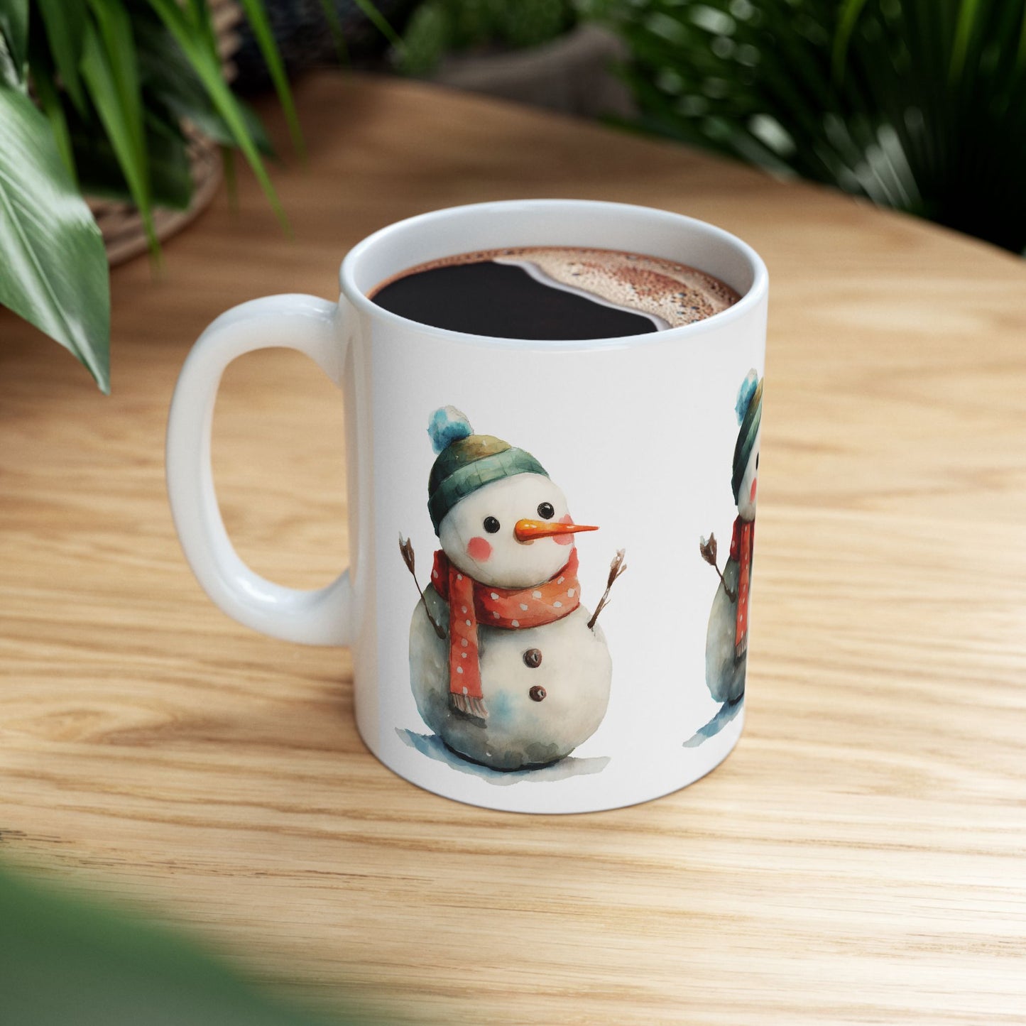Whimsical Snowman Ceramic Mug, Holiday Gift, Winter Decor, Hot Cocoa Mug, Christmas Present, Cozy Kitchen Accessory