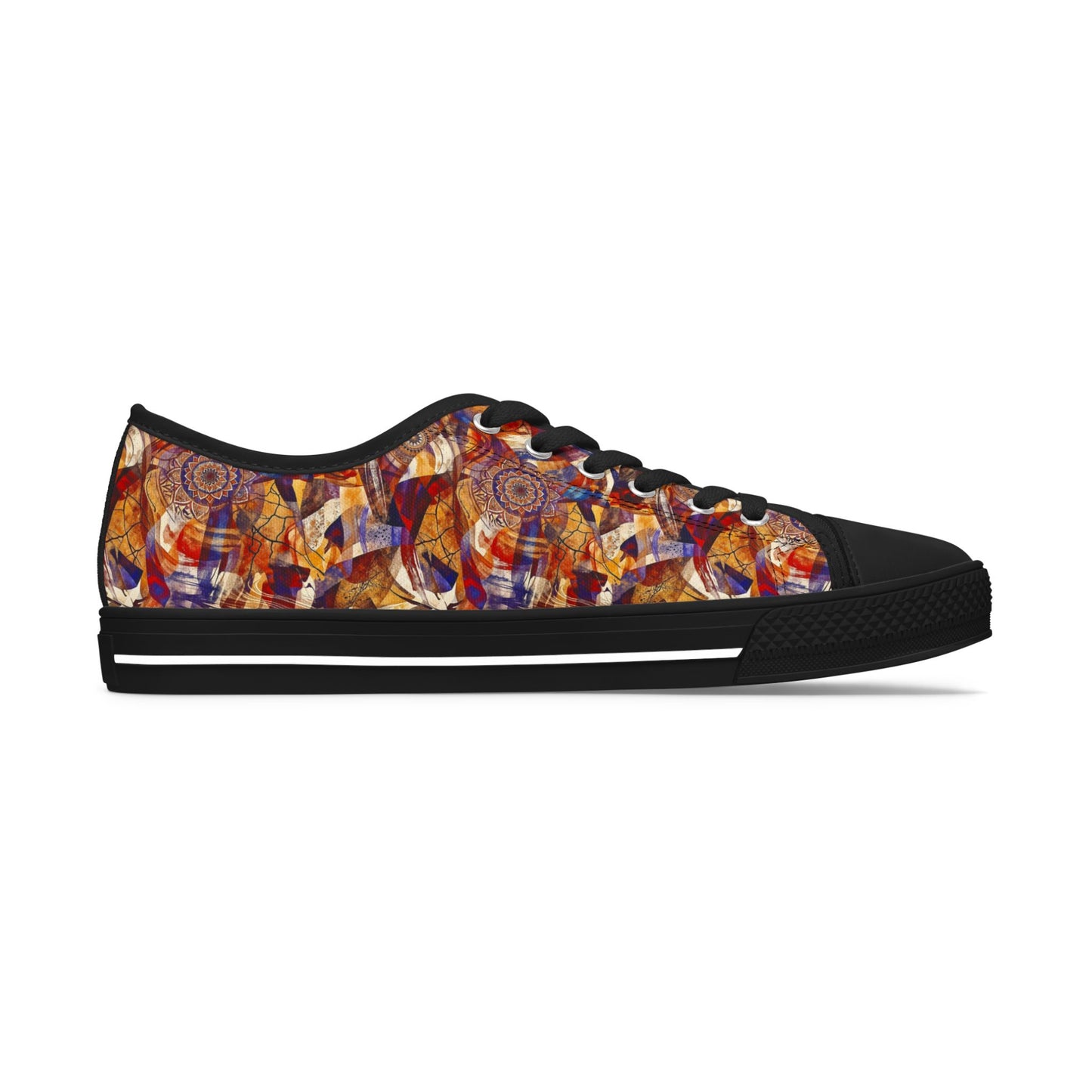 Abstract Mosaic Low Top Sneakers — Women's Artistic Casual Shoes