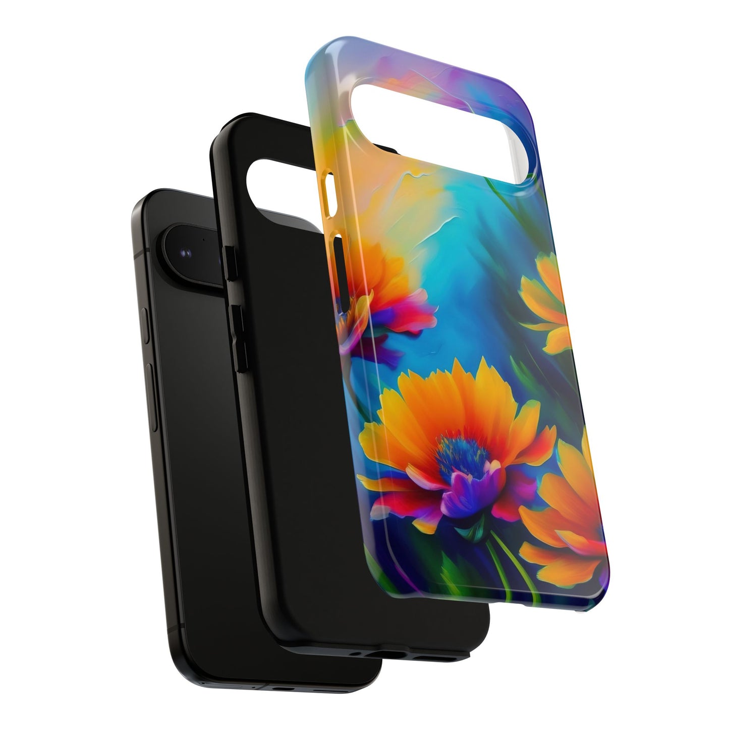 Floral Sunset Tough Phone Case — Vibrant Watercolor Flowers Protective Cover