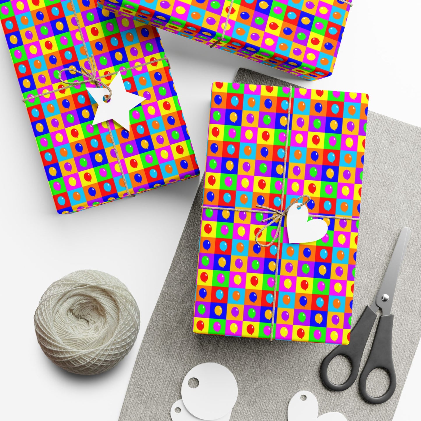 Colorful Heart Grid Gift Wrap Paper — Bright Geometric Valentine & Birthday Wrapping