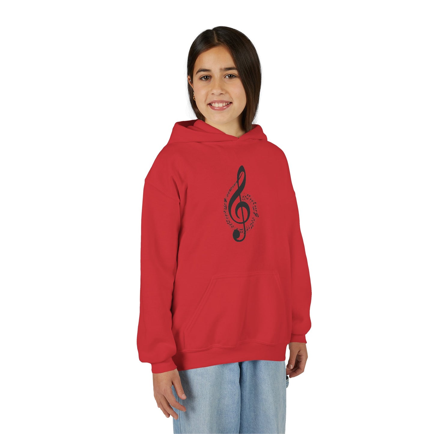 Youth Music Treble Clef Hoodie – Cute Musical Notes Kids Sweatshirt