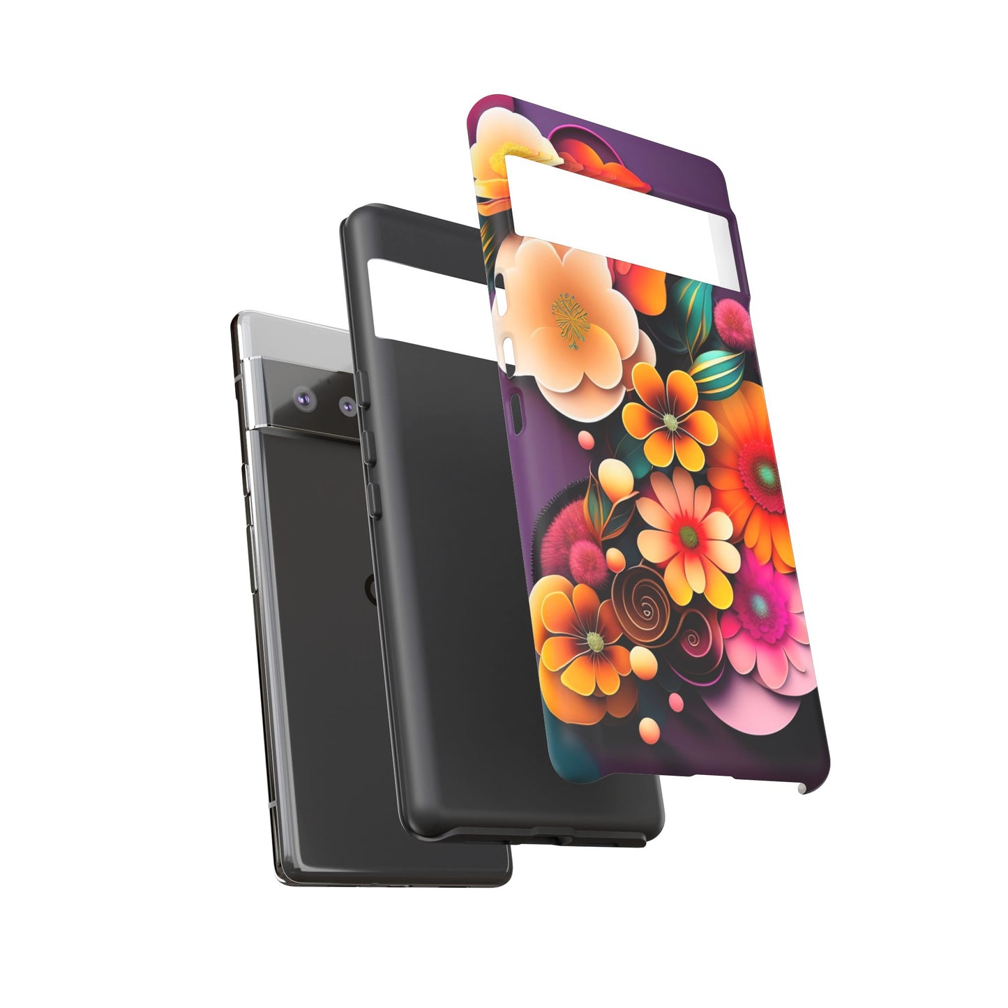 Floral Burst Tough Phone Case — Colorful Retro Flowers Protective Cover