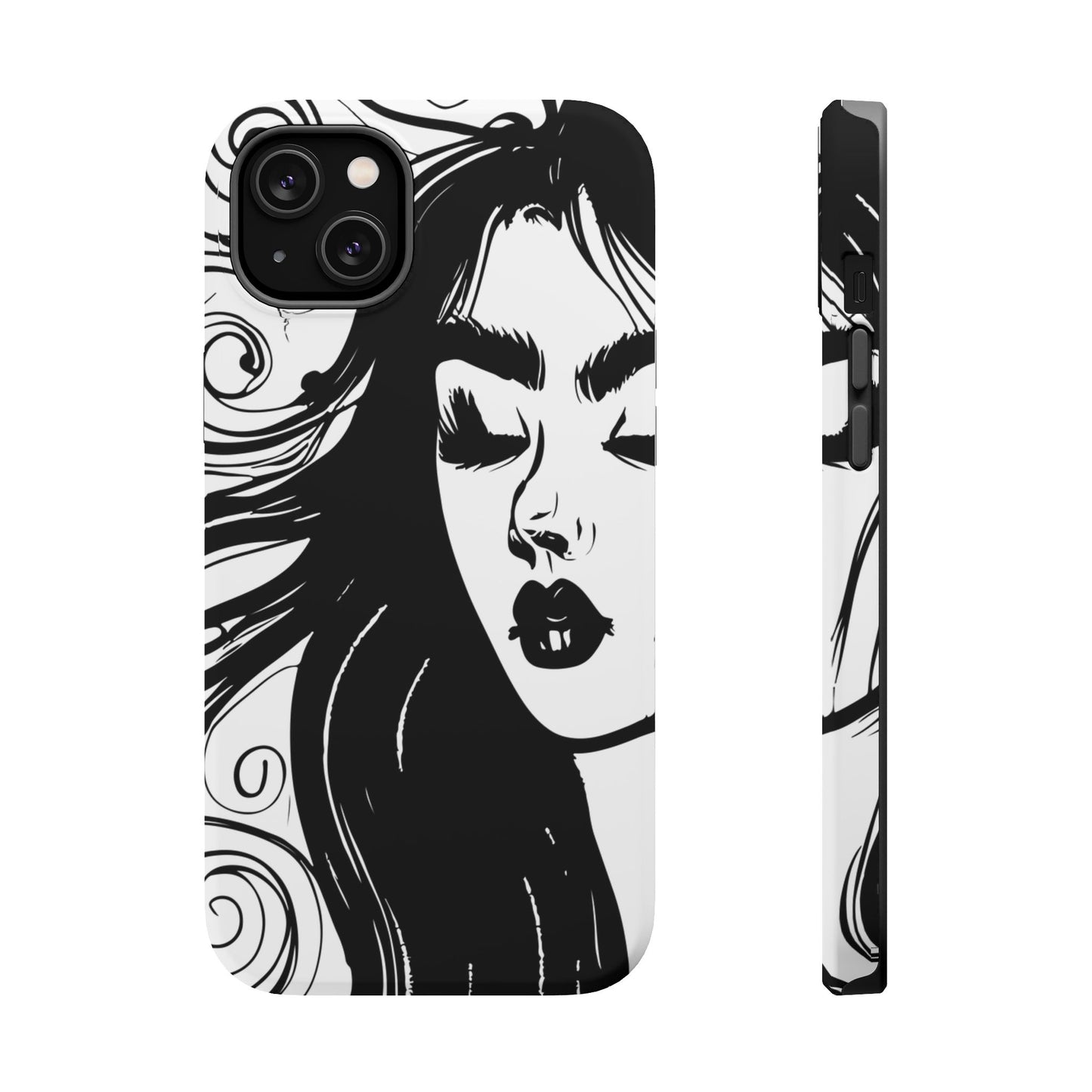Artistic Black & White Portrait Phone Case — Magnetic Impact-Resistant