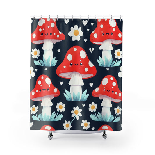 Whimsical Mushroom Shower Curtain Fun Bathroom Decor