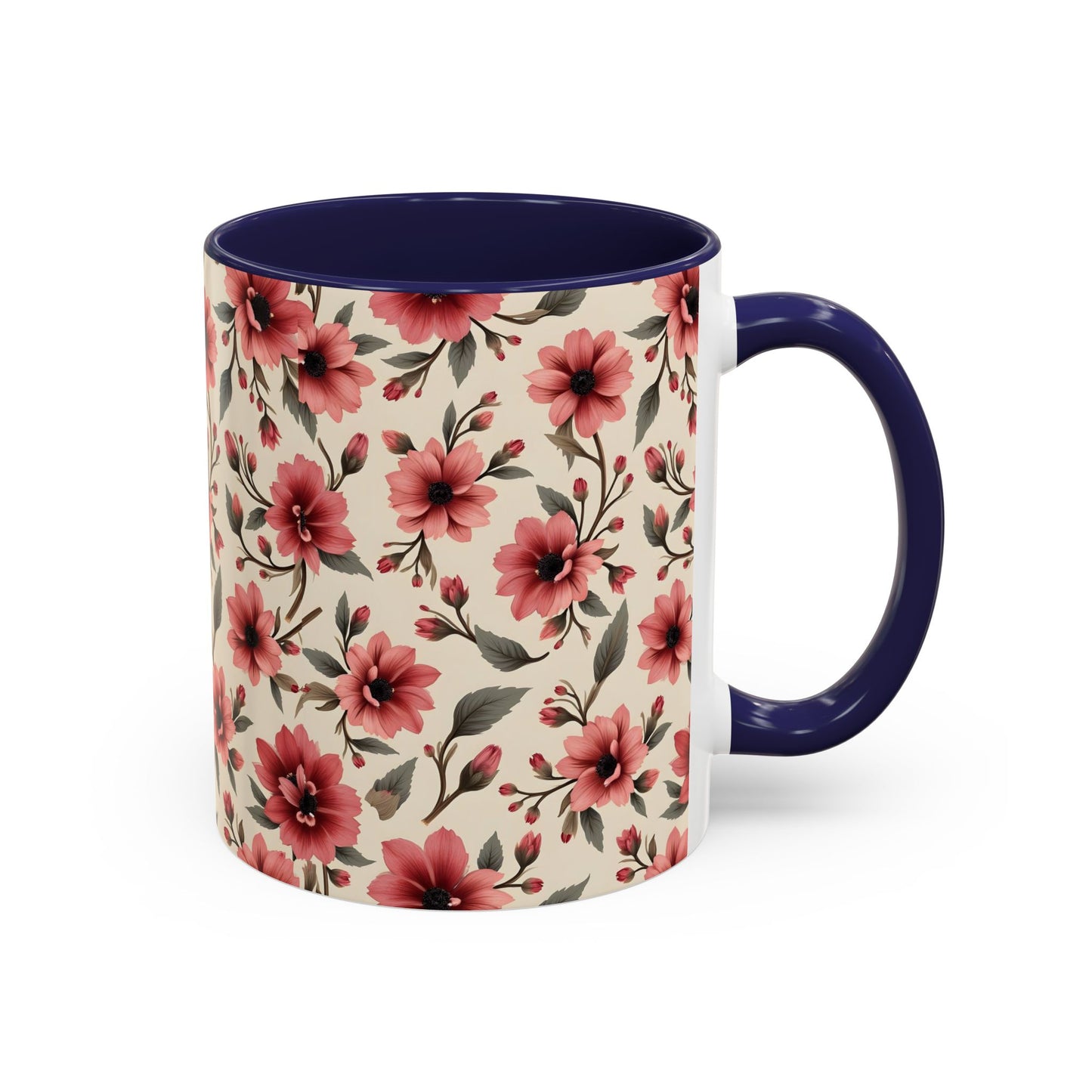 Floral Accent Coffee Mug, Cute Gift for Her, Coffee Lover's Mug, Mother's Day Gift, Housewarming Tea Mug