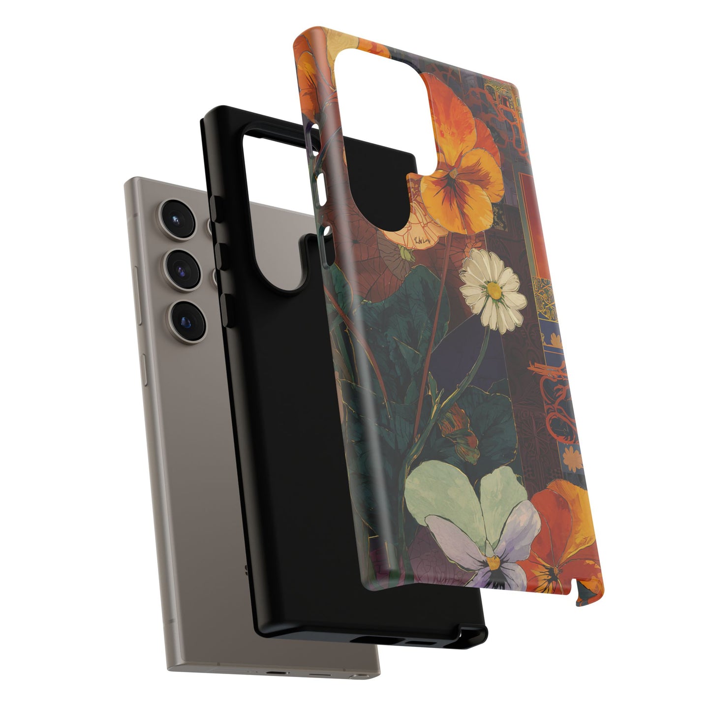 Floral Pansy Tough Phone Case — Vintage Botanical Protection
