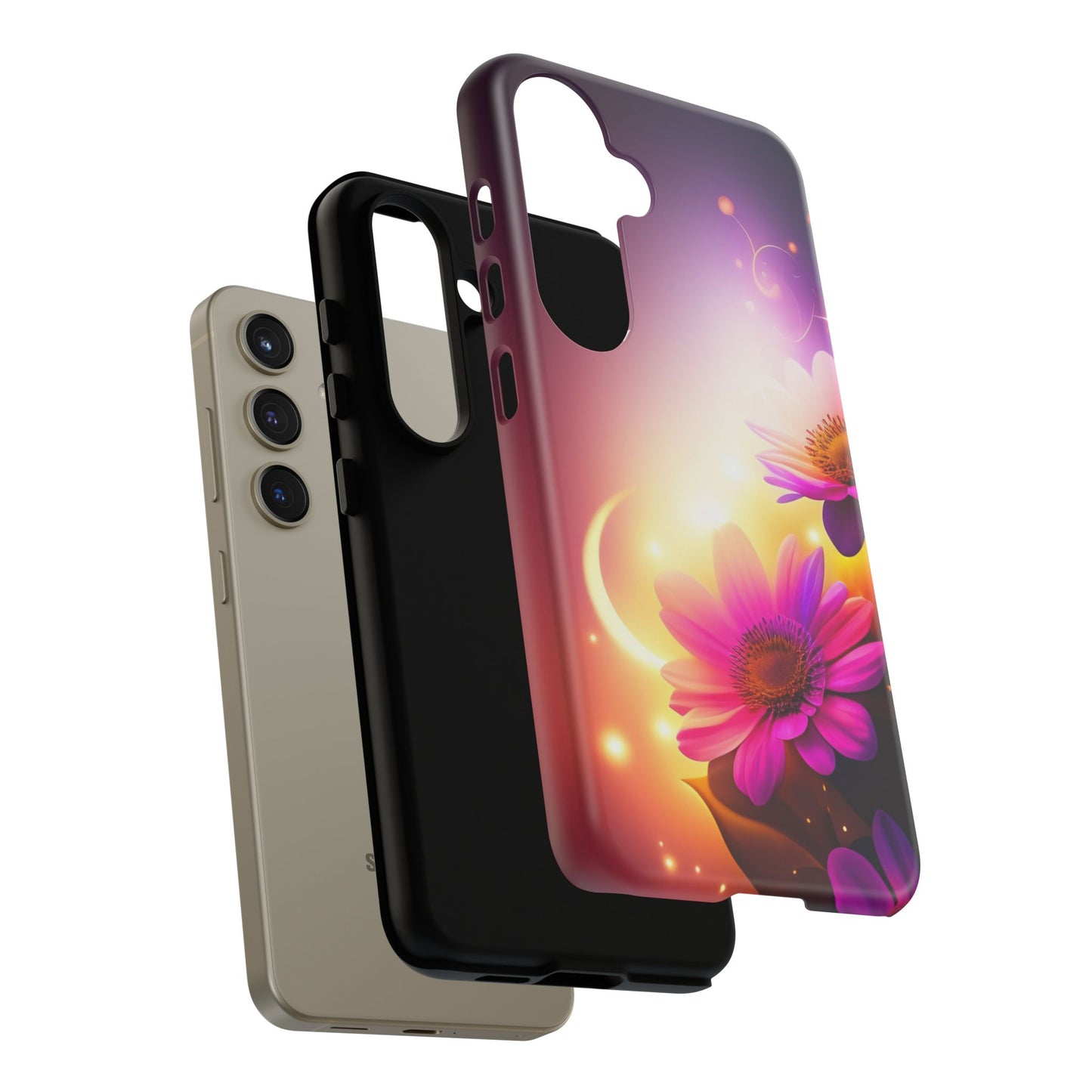 Floral Moonlight Phone Case – Purple Daisy Protective Cover