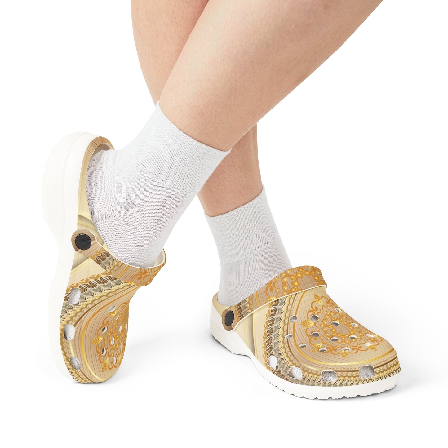 Golden Mandala EVA Foam Clogs — Comfortable Slip-On Garden Shoes