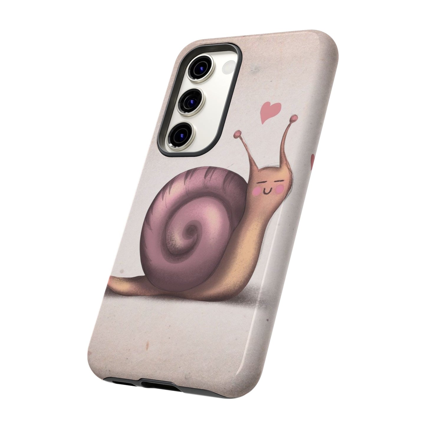 Cute Snail Phone Case — Pink Heart Cartoon Protective iPhone Cover