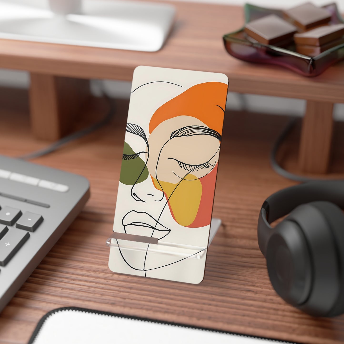 Abstract Face Phone Stand – Modern Minimalist Mobile Display Stand