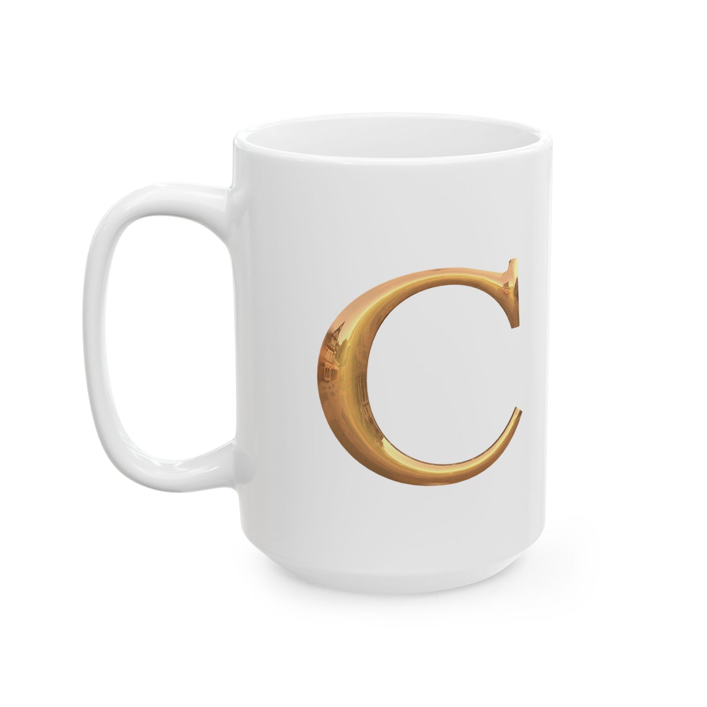 Elegant Golden Letter Ceramic Mug, Personalized Coffee Cup Letter C