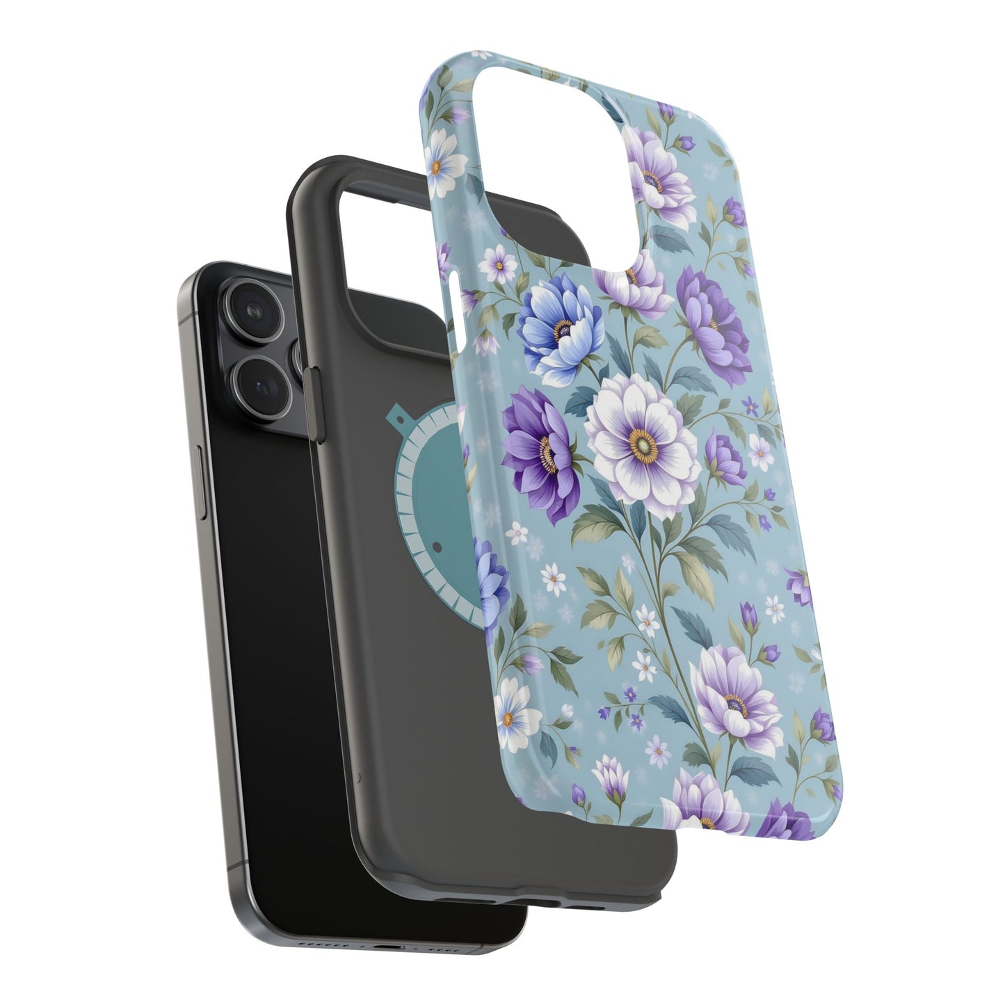Floral Purple Peony Phone Case — Magnetic Impact‑Resistant Protective Cover