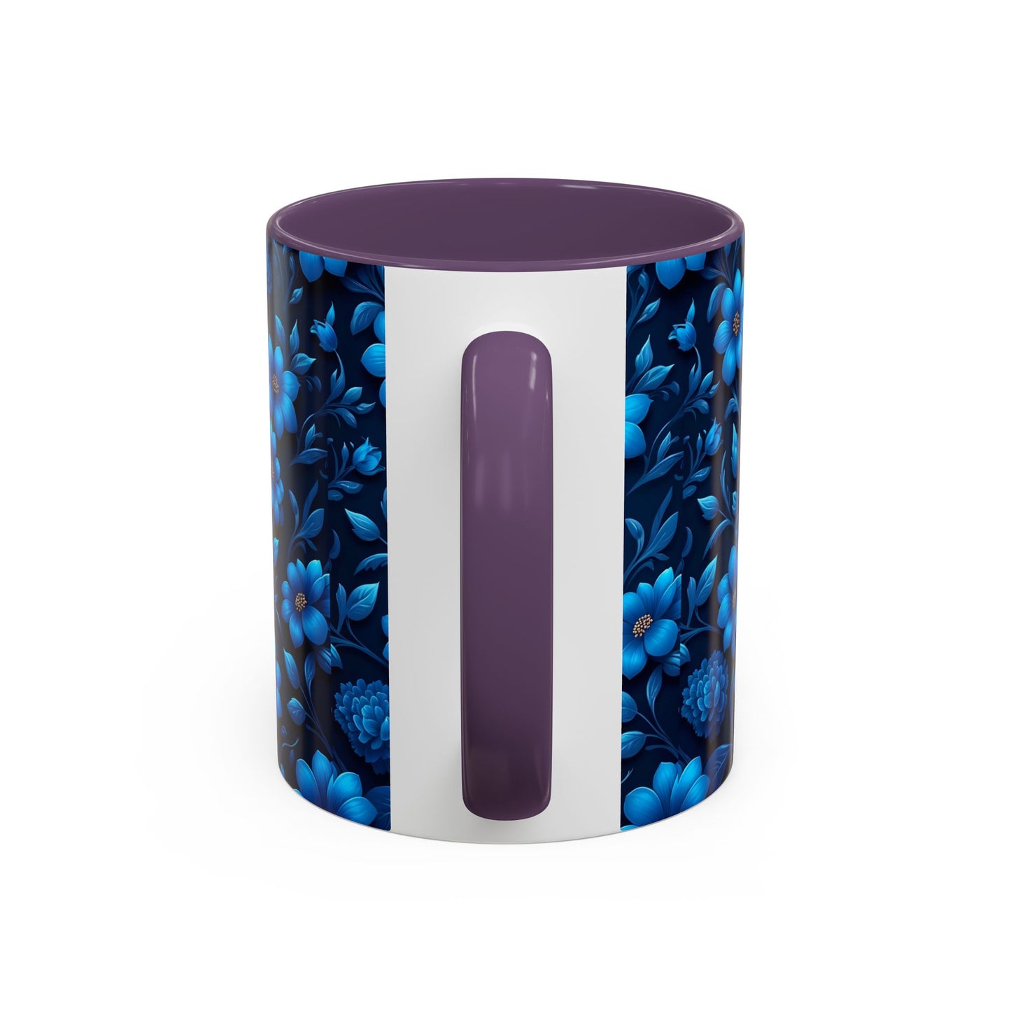 Floral Accent Coffee Mug, Blue Flower Mug, Ceramic Coffee Cup, Gift for Her, Nature-Themed Drinkware, Floral Home Decor, Unique Mug