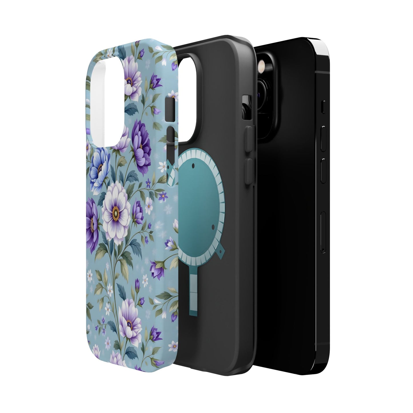 Floral Purple Peony Phone Case — Magnetic Impact‑Resistant Protective Cover