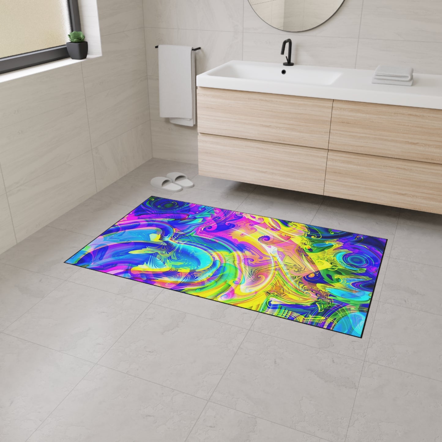 Psychedelic Swirl Heavy Duty Floor Mat — Vivid Abstract Doormat for Entryway & Home